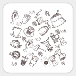 Coffee Drawings Pattern Sticker